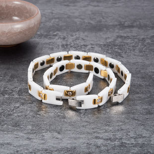 高颜值陶瓷女士手链赤铁矿能量手串男女同款镶嵌水晶防水不掉色