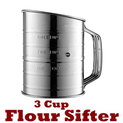 Flour Sifter Stainless Steel Rotary Hand Crank Sifter Baking