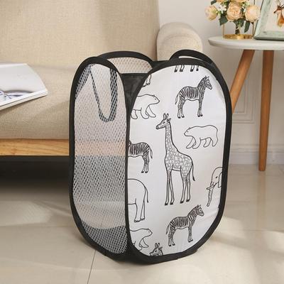 Cartoon Print Laundry Baskets Mesh Laundry Clothes Organizer