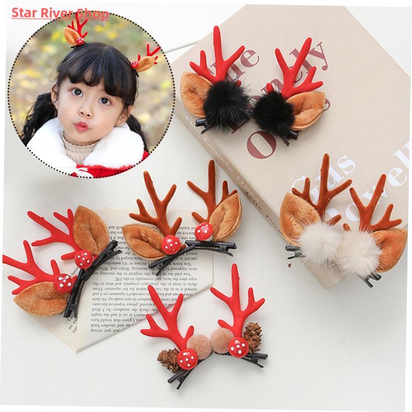 2pcs/set Christmas Hair Clips For Girls Cute Deer Ear Hairpi