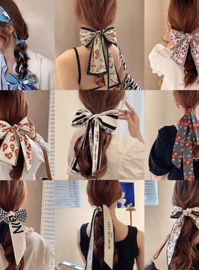 French Style Houndstooth Silk Scarf Hair Band Retro Women