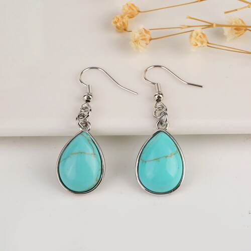 Turquoise Earrings Blue Drop Shape Women Earring Summer Simp