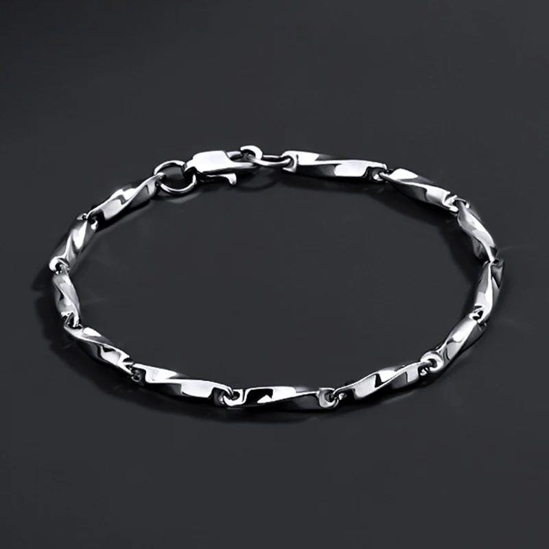 Stainless Steel Men Charm Bracelet Punk Vintage Twisted Wove