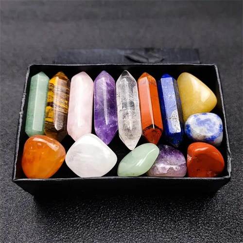 14pcs Pointed Quartz Crystal Chakra Healing Stones And Cryst