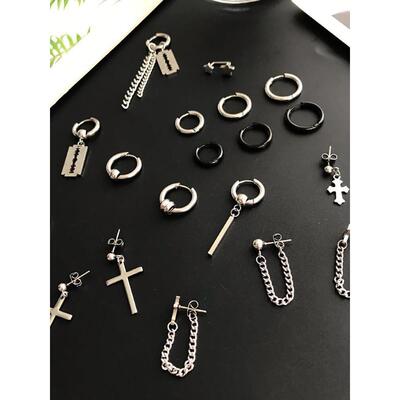 Men's women's earrings single hiphop ear studs tide