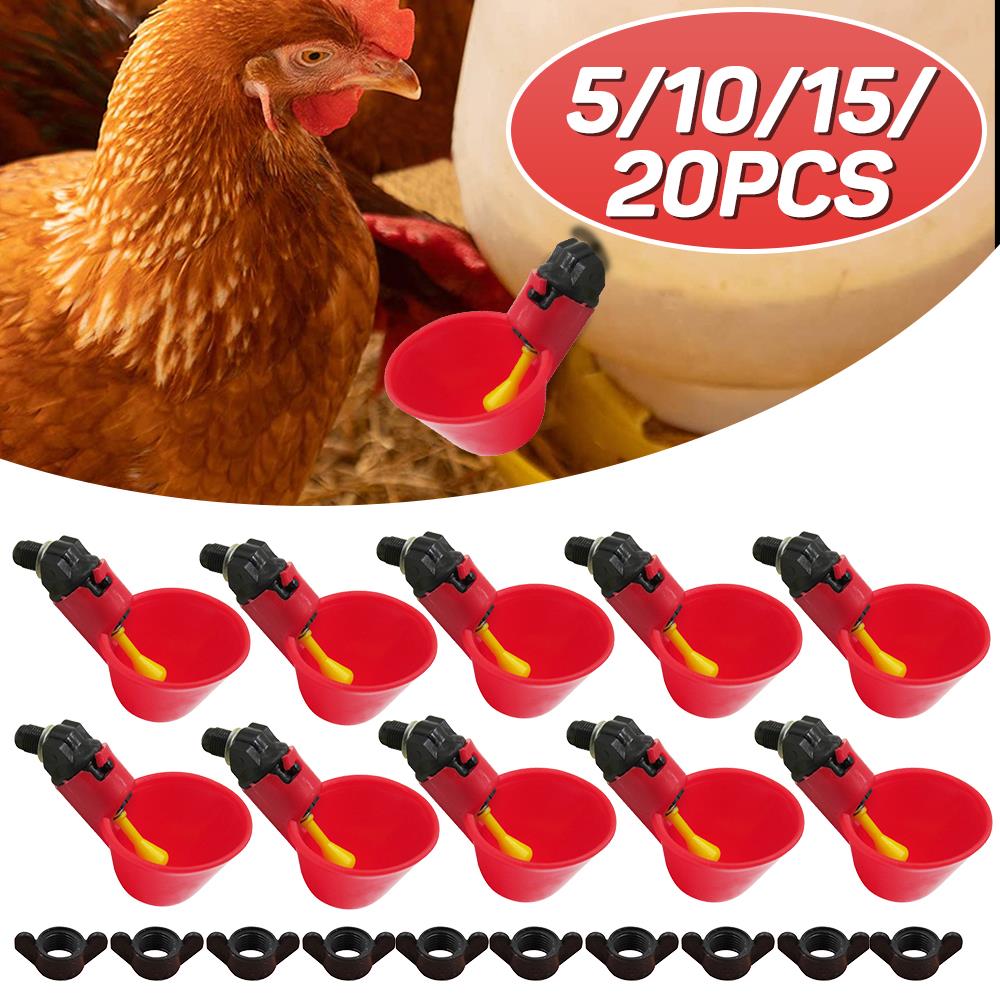 5-20PCS Automatic Chicken Drinker Quail Hanging Water Cup Ni