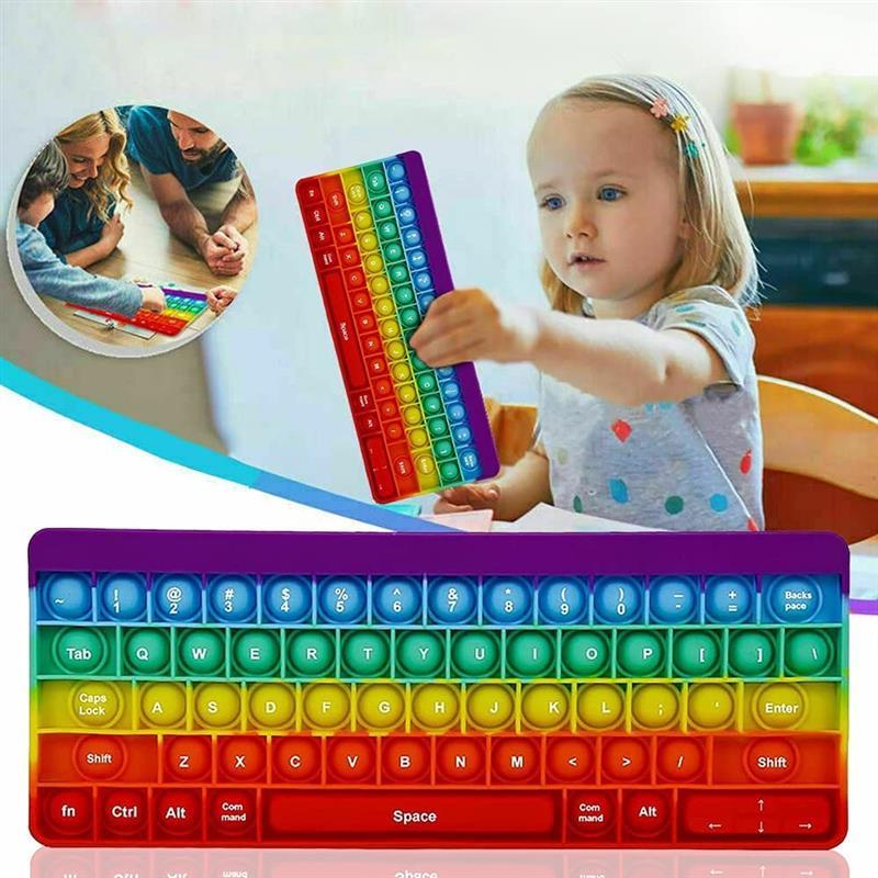 kids Rainbow Silicone Keyboard pop it Fidget Toys按键盘玩具