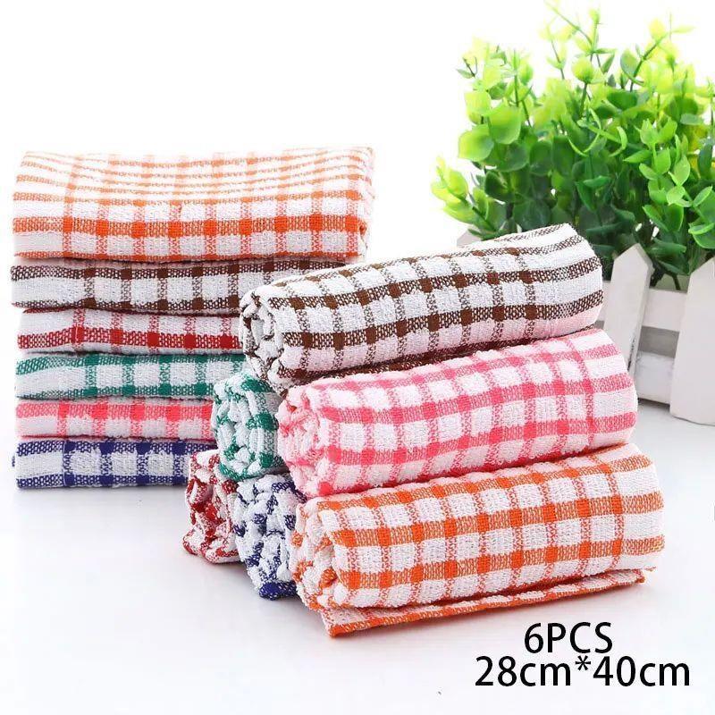 6PCS Cotton Kitchen Towel Absorbent Clean Dish Towels Kichen