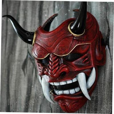 Halloween Masquerade Red Prajna Mask Cospiay Noh Japanese01