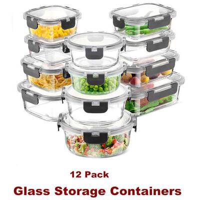 Glass Food Storage Containers Meal Prep Leftovers Lunch