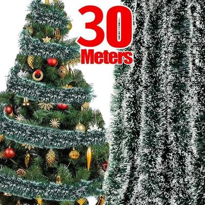 Christmas Tinsel Ribbons Green Cane Ribbon Garland Xmas Tree