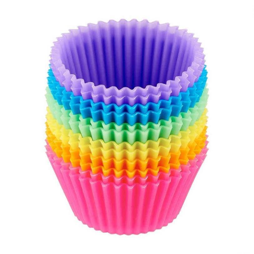 12pcs Silicone Cake Mold Round Muffin Cupcake Baking 蛋糕模