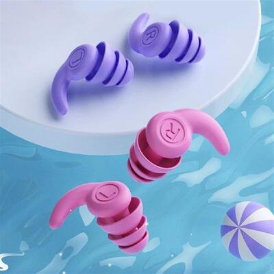 1 Pair Silicone Sleep Ear Plug Waterpro 3 Layers