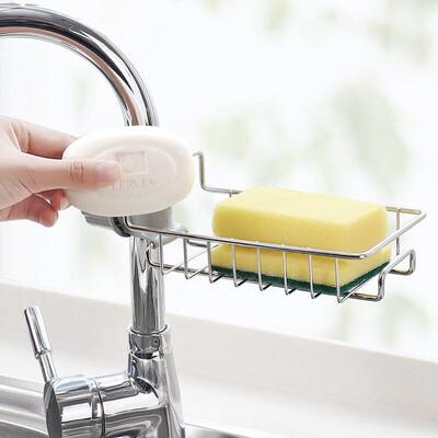 stainless steel tap draining storage rack sink shelf kitchen