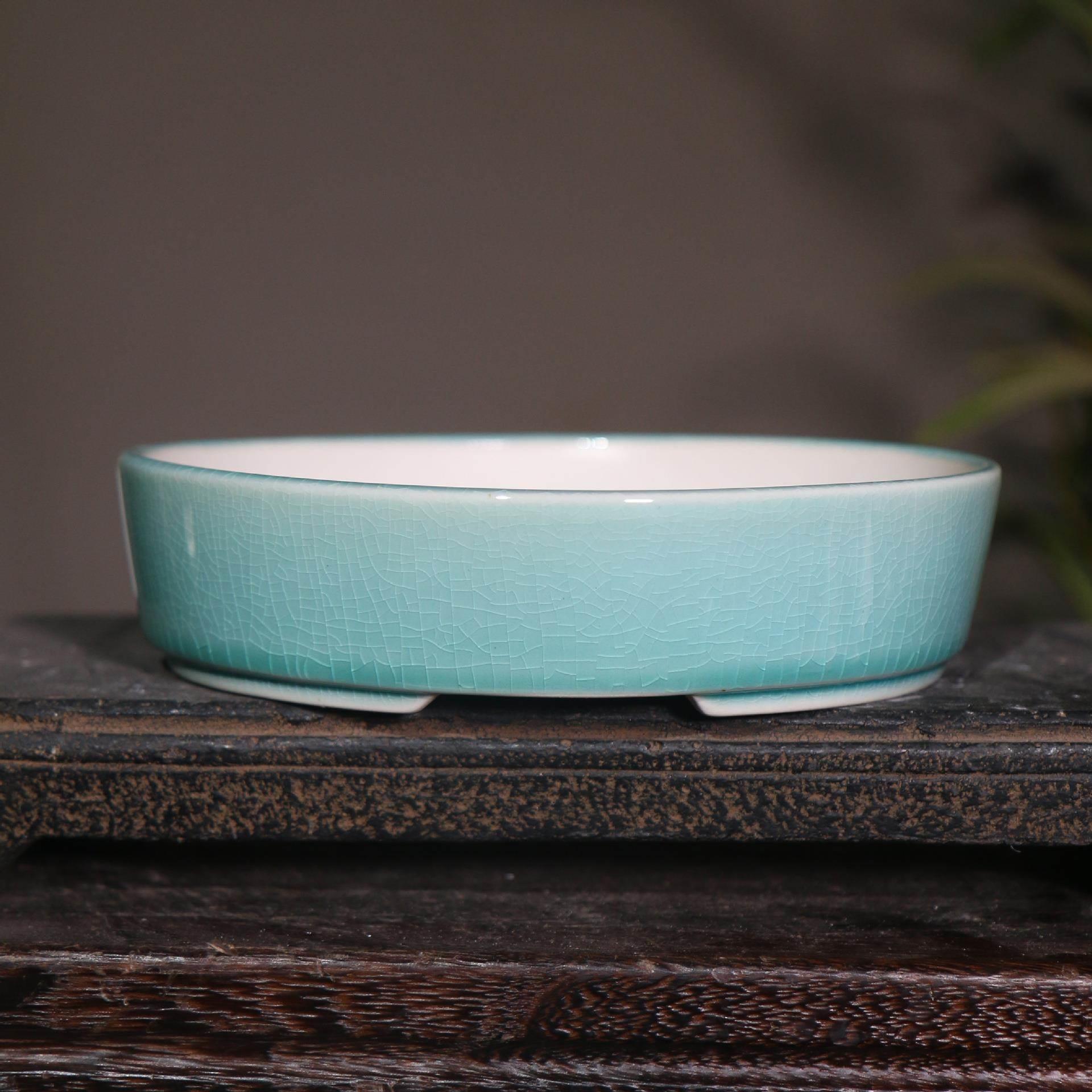 Purple Sand Flower Pot Ceramic Oval Bonsai Pot Looking for T