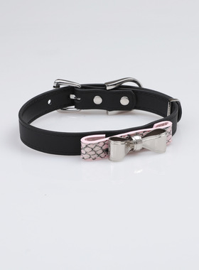 洛丽塔蛇纹皮质蝴蝶结项圈套装