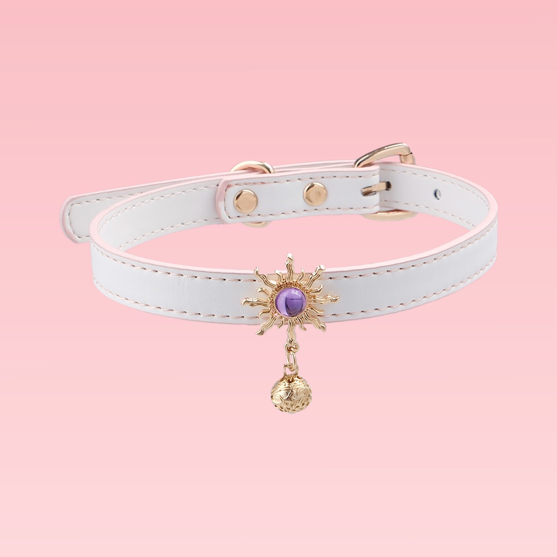 魔法少女风太阳花项圈 紫钻铃铛choker 甜妹氛围感颈链