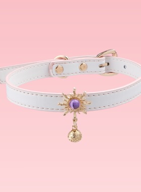 魔法少女风太阳花项圈 紫钻铃铛choker 甜妹氛围感颈链