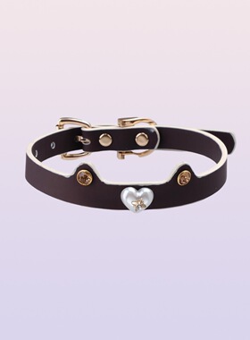 甜酷亚文化温变猫耳项圈 渐变爱心珍珠choker 辣妹氛围感颈链