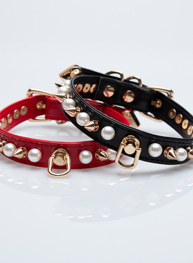 朋克哥特原创珍珠铆钉项圈