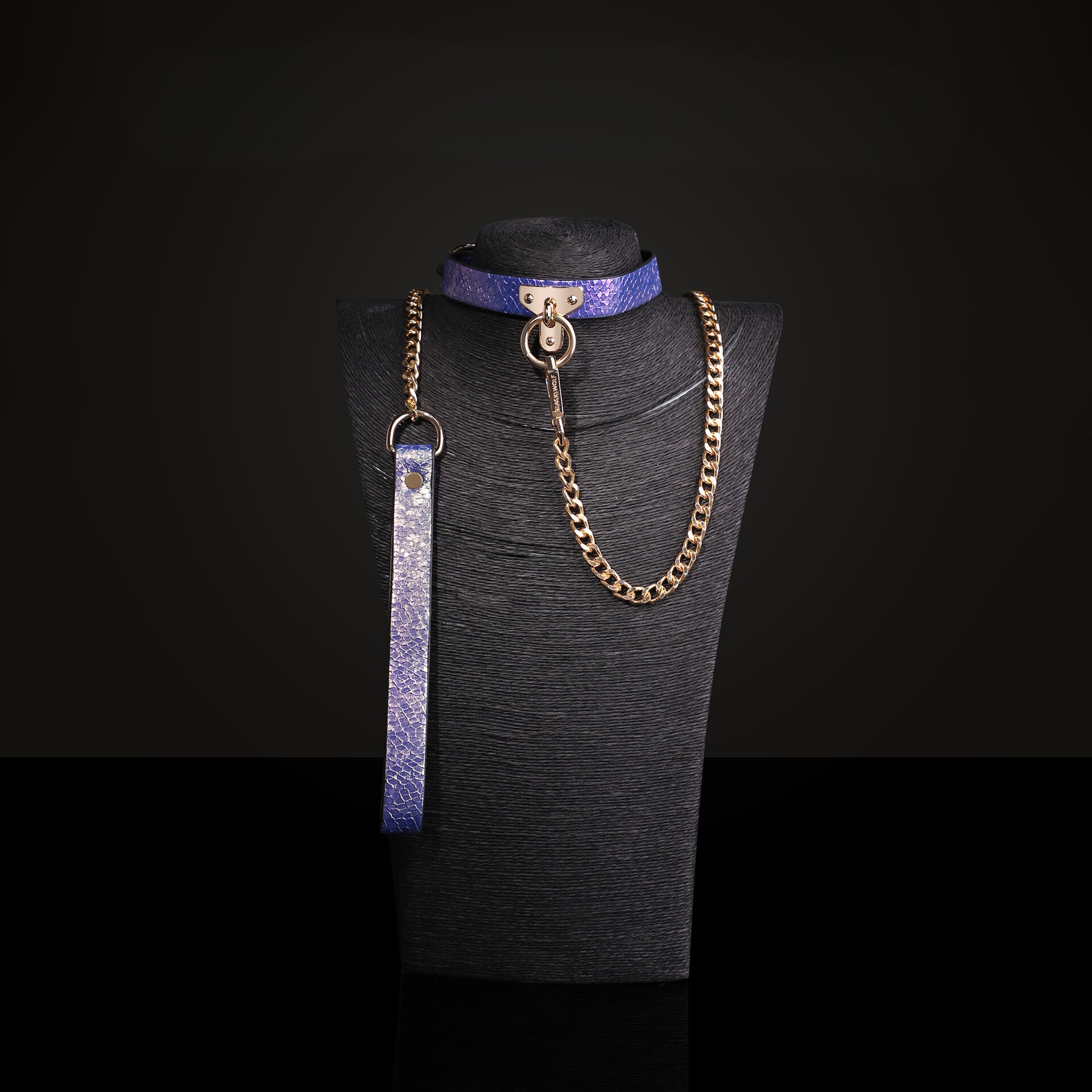 小众设计紫色合金项圈女链条牵引绳金属项链饰品