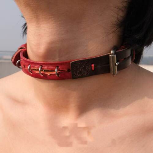 真皮手工复古做旧choker项圈