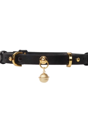 朋克头层牛皮925银铃铛项圈