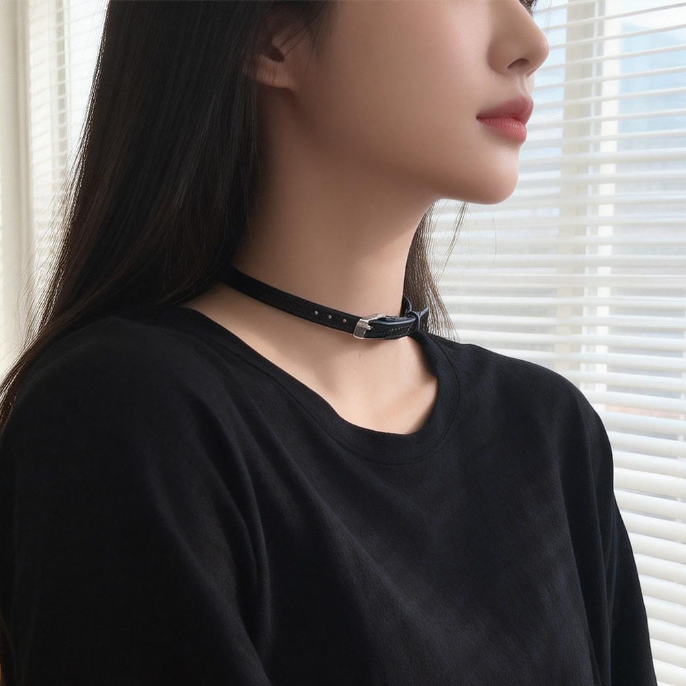 简约百搭黑色皮质choker颈圈