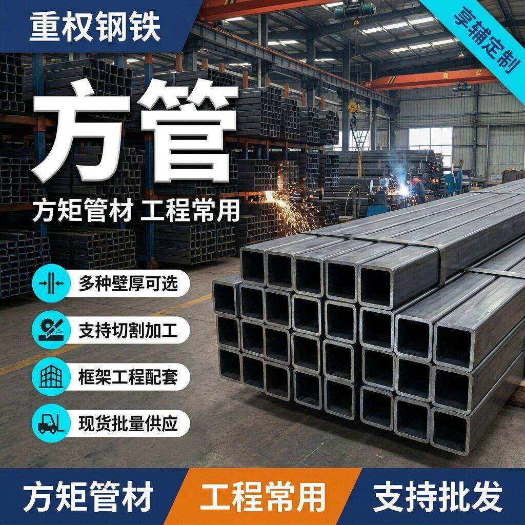 热浸镀锌建筑方钢大口径方管方钢管方矩管定尺零售黑料带钢珠三角