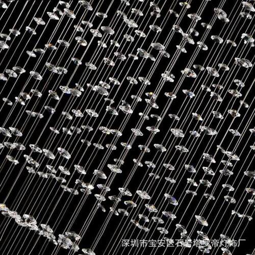 LED水晶吊线灯方形复式楼梯灯具创意客厅灯酒店大气别墅吊灯