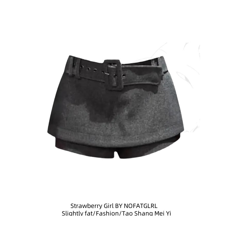 大码小香风百搭灰色针织毛呢裙裤女秋冬胖MM毛毡辣妹腰带半身裙裤,女装/女士精品,大码裤装,淘宝优惠券,粉丝福利购,淘宝优惠卷