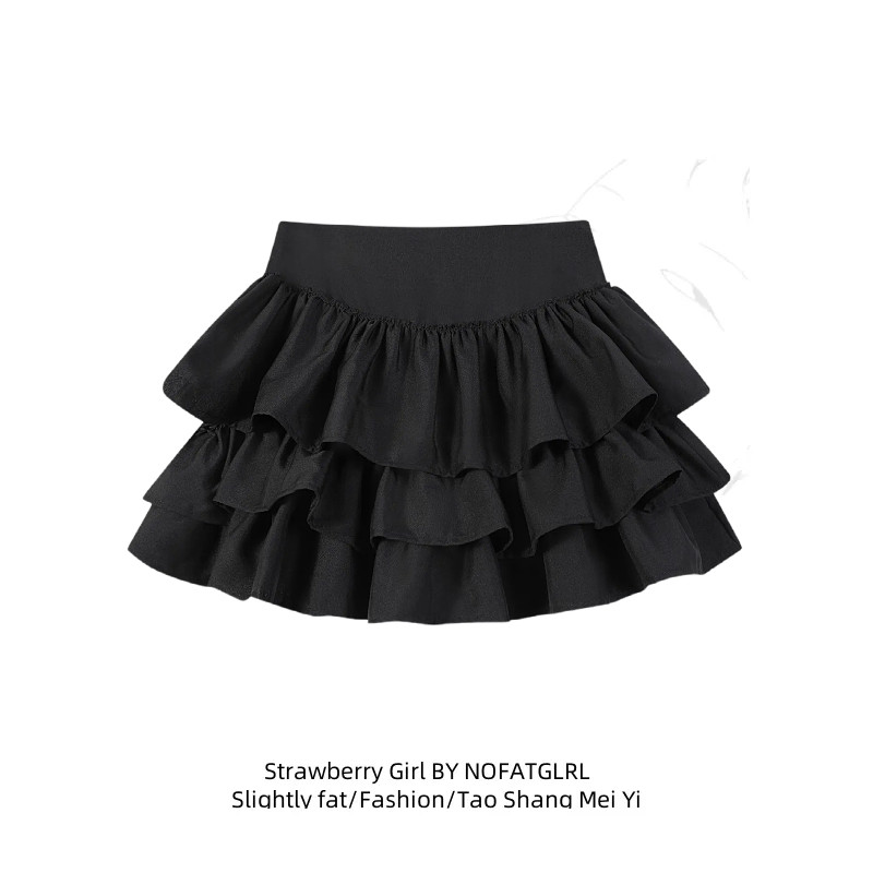 大码纯欲风性感辣妹蓬蓬蛋糕裙短裙秋冬新款a字麂皮绒半身裙女士