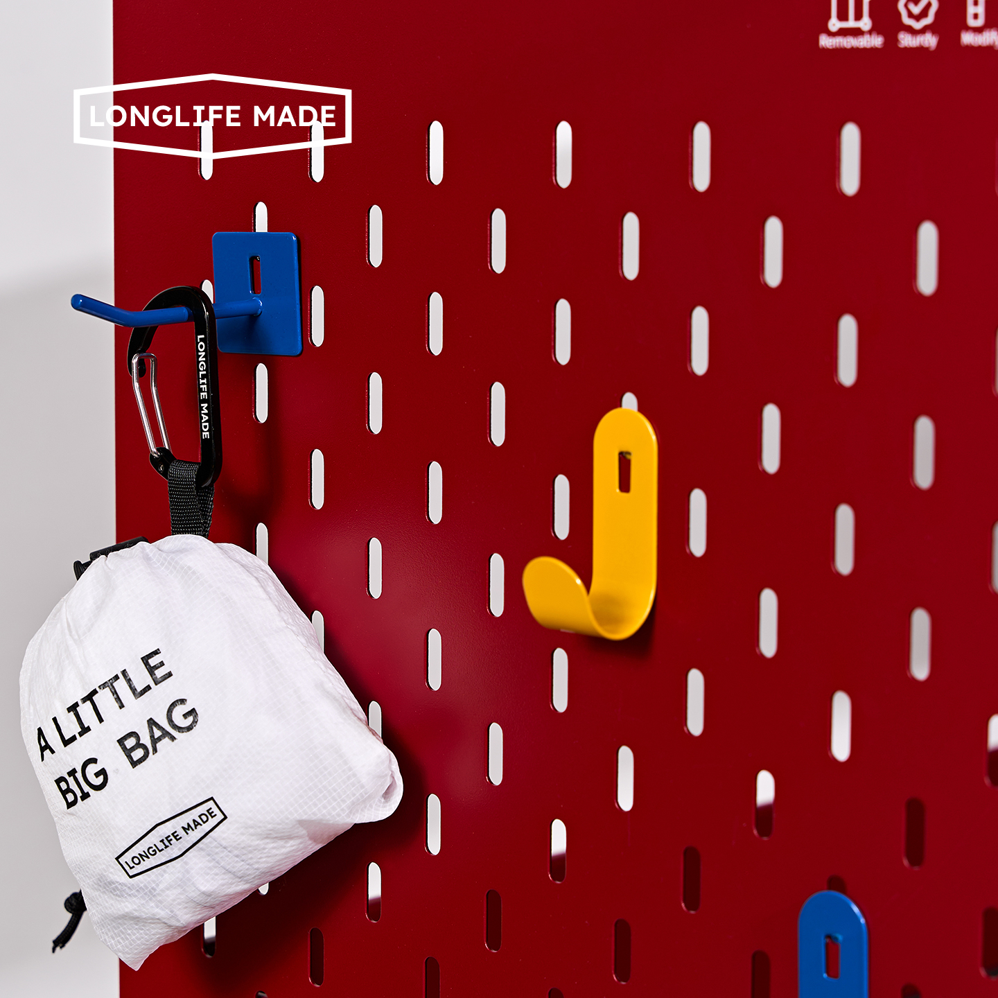 longlife洞洞板挂钩配件通用金属磁吸置物架书桌收纳diy挂钉电竞