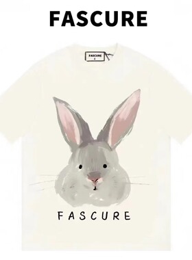 FASCURE大耳朵兔兔直喷工艺ovesizeT恤纯棉圆领短袖夏季新款宽松