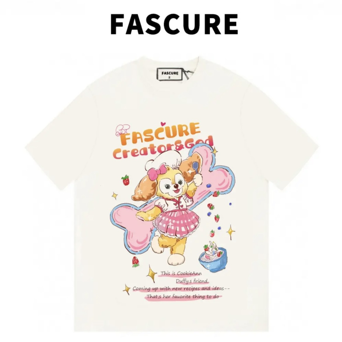 FASCURE厨师饼饼直喷工艺ovesizeT恤纯棉圆领短袖春季新款宽松