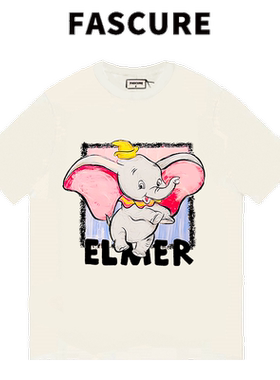 FASCURE小飞象 ins夏可爱潮酷情侣直喷工艺高定大码圆领纯棉短袖