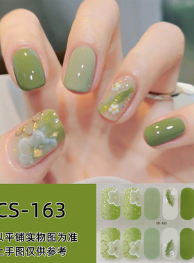 2025夏日新款3d免烤凝胶甲油膜指甲贴纸成人防水美甲贴片美甲全贴