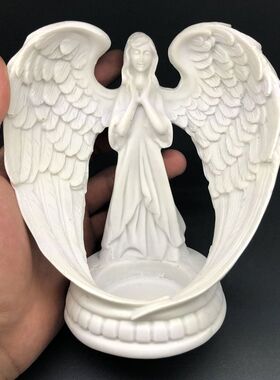 树脂底座托首饰饰品收纳白色天使之翼翅膀底托工艺品收纳盒摆件