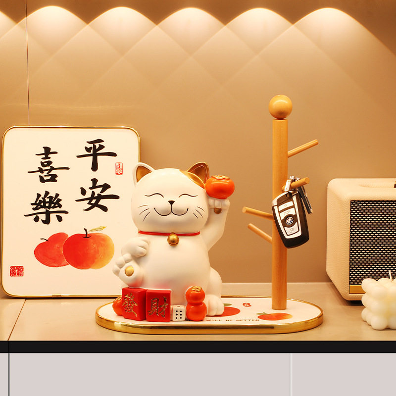 创意招财猫现代简约储蓄罐摆件 玄关发财猫存钱罐摆件装饰品