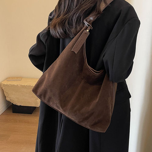 意尔康休闲软皮大容量包包女2026新款麂皮绒面单肩包秋冬季托特包