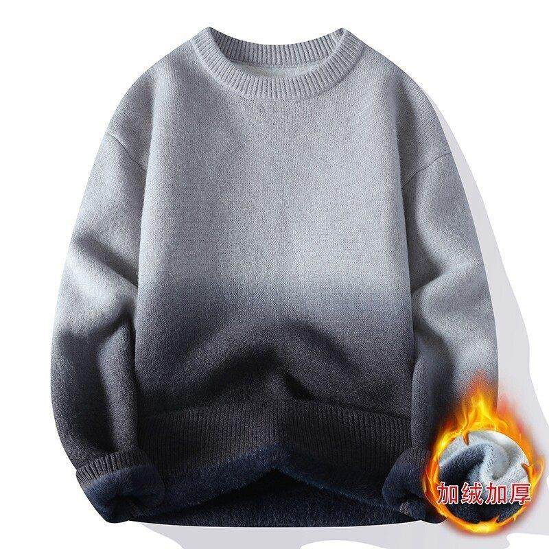 恒源祥圆领渐层加绒加厚毛衣男士秋冬季保暖内搭青少年潮流针织衫,男装,针织衫/毛衣,淘宝优惠券,粉丝福利购,淘宝优惠卷