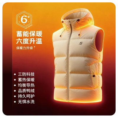 速搏特羽绒马甲乒乓球服女款2025新款外穿男款白色背心短款外套