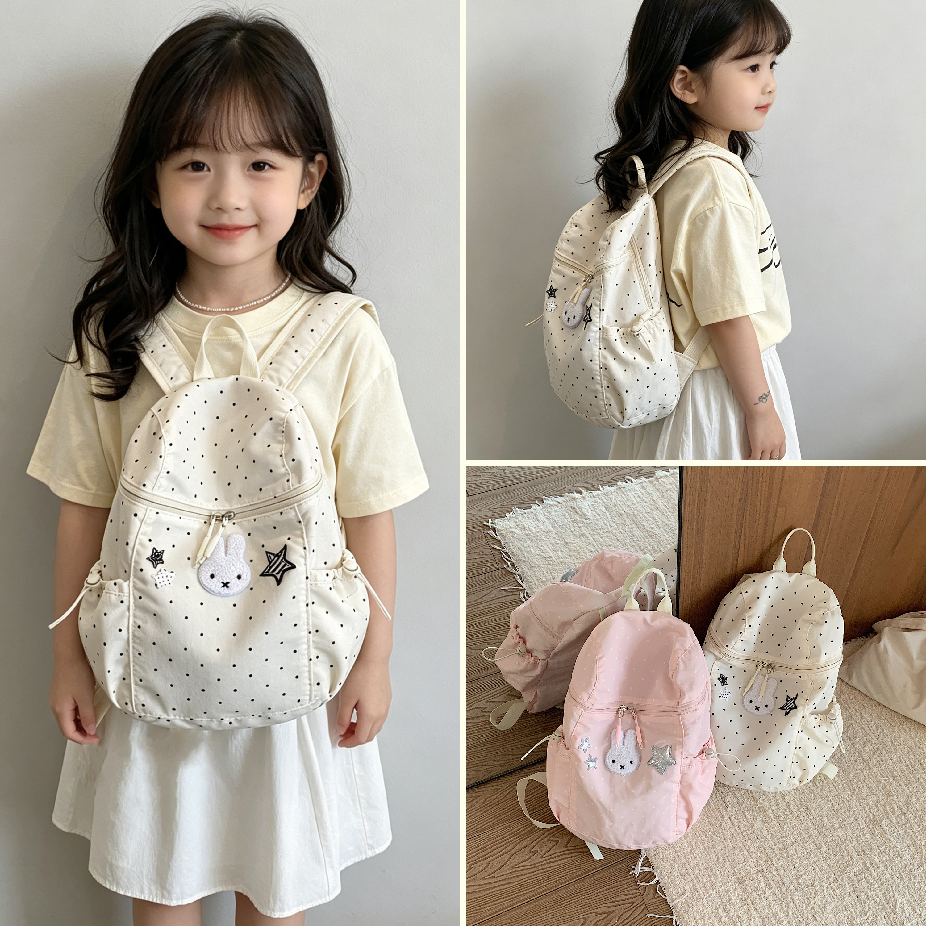 可爱女童兔子波点幼儿园双肩包