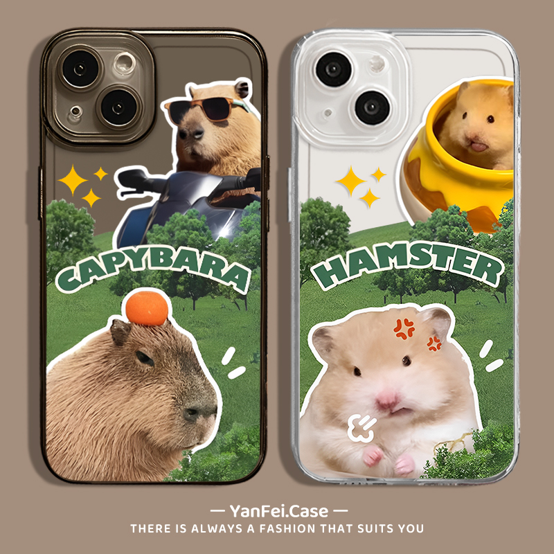 可爱水豚仓鼠情侣手机壳