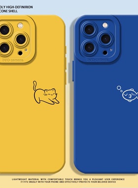 小猫适用苹果15手机壳iphone13promax情侣16小米14小鱼12华为mate70pro新款17pro红米k80至尊版pura80简约k70