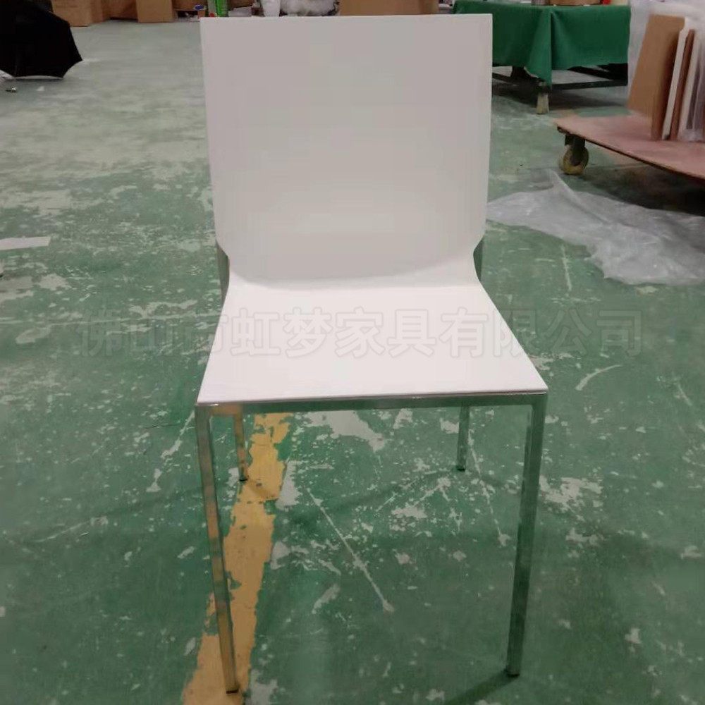 塑料椅子现代简约职工食堂ABS塑胶椅|金属电镀靠背餐椅白色塑钢椅