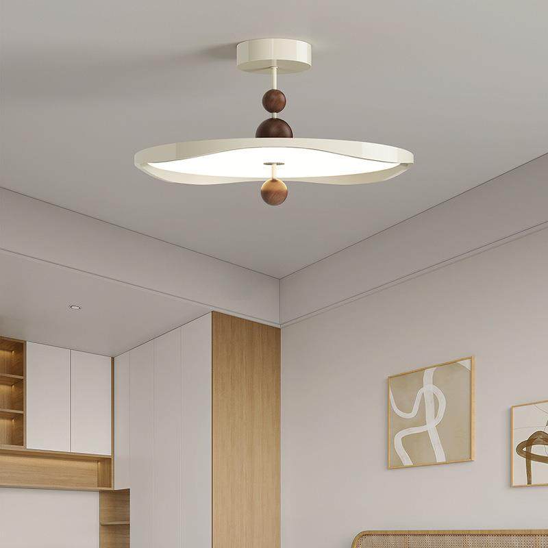 中古木纹奶油风卧室吸顶灯全光谱护眼现代简约主卧书房餐厅飞碟灯