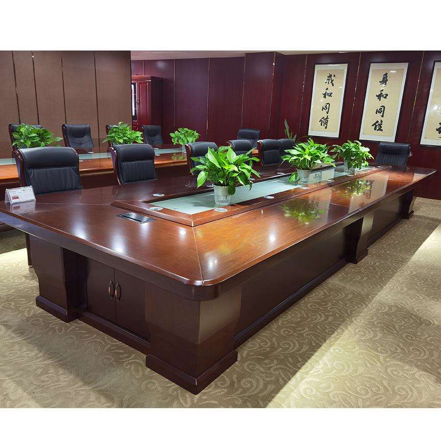 中式办公家具实木木皮会议桌大型会议桌油漆会议桌DH-141
