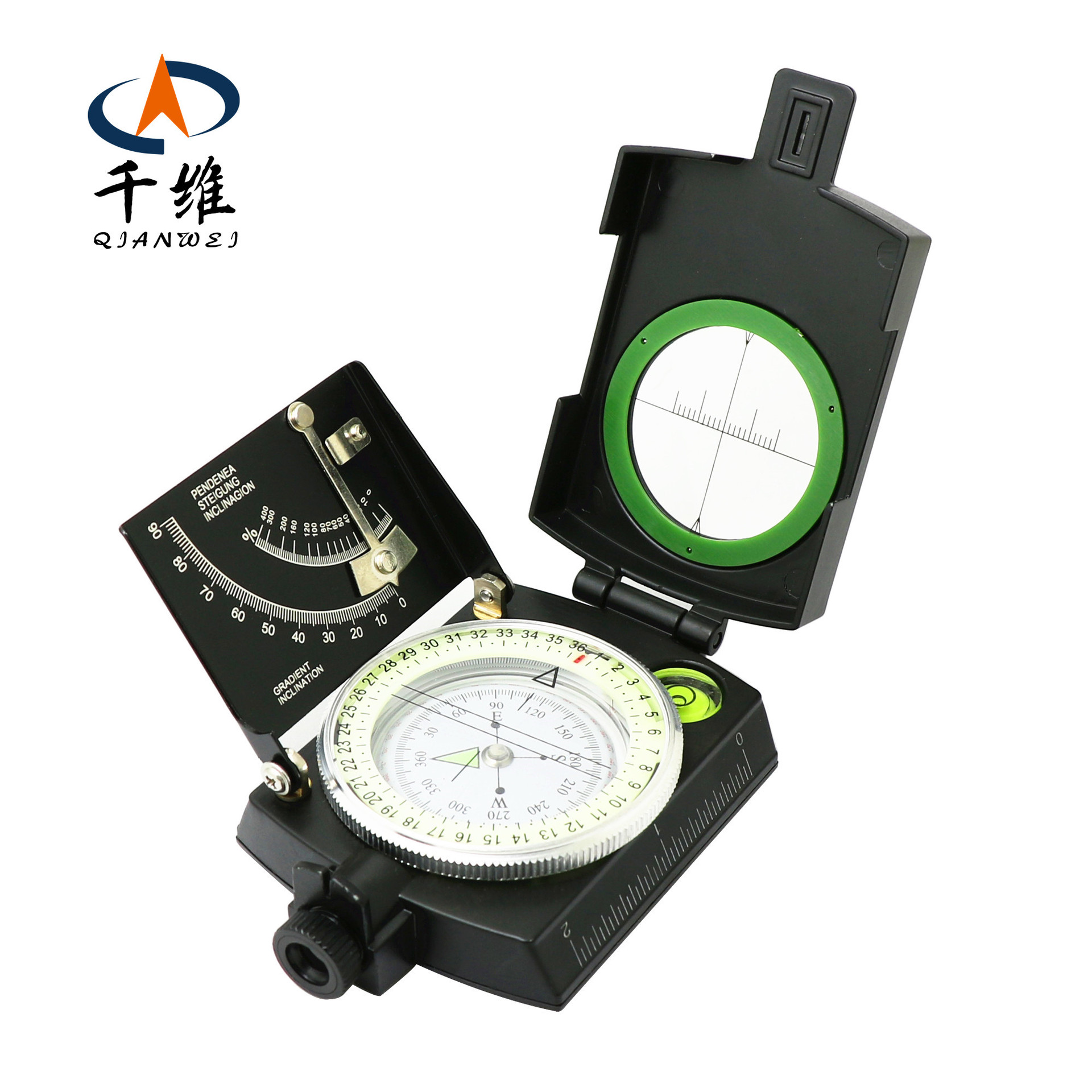 大量现货供应 黑色K4074B户外美式金属指南针 带坡度仪比例尺功能