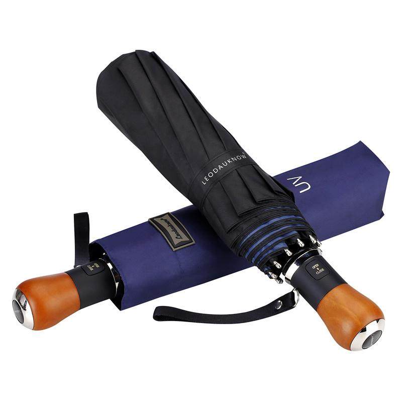 新款欧洲品质车载商务全自动伞实木柄加大十骨男士晴雨伞网红雨伞